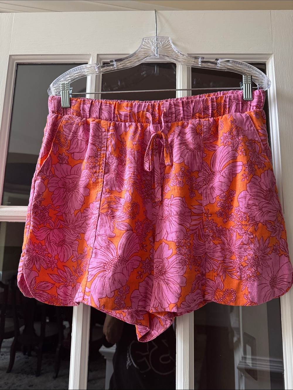 Universal Thread Pink and Orange Floral Drawstring Athletic Shorts